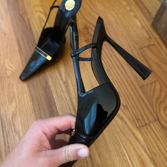 Saint Laurent Jacqueline Buckle Slingback - Size 39 - Black Patent Leather - Picture 3 of 11